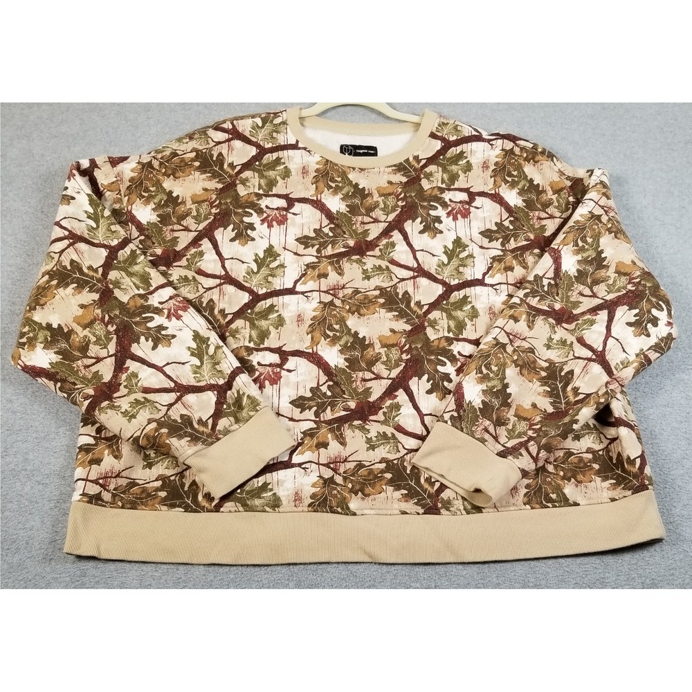 Original Use Sweatshirt Mens XL Brown Green Leaf Camo Tree Outdoor Fleece Lined